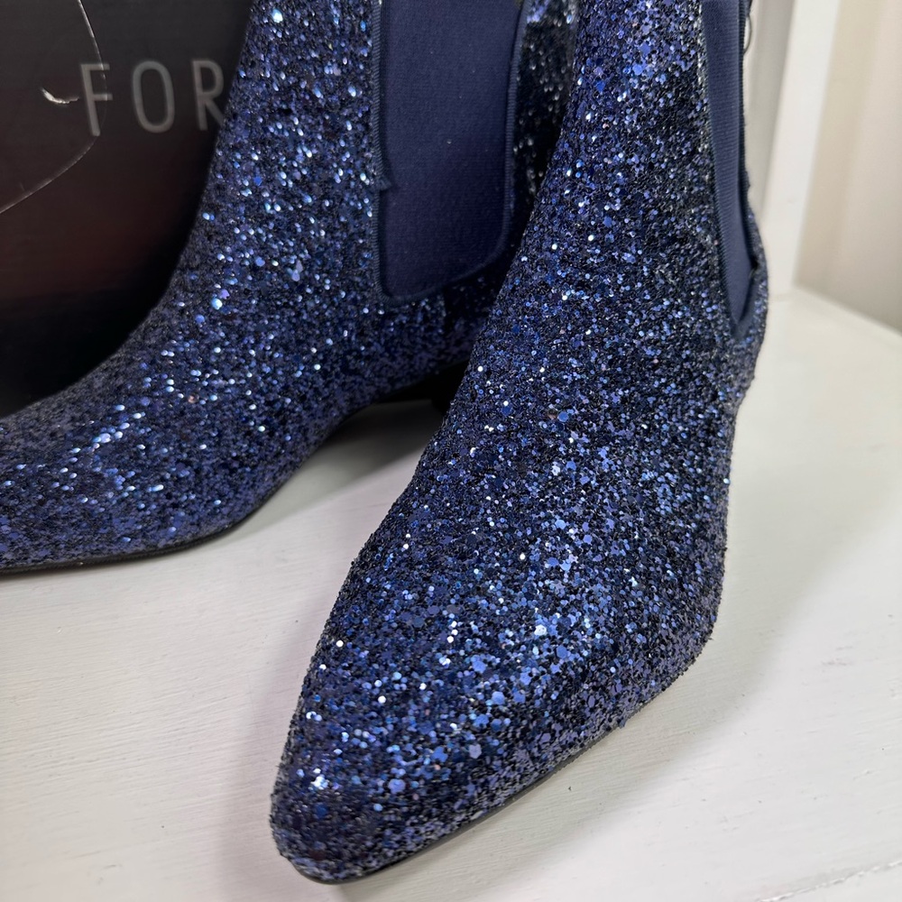 Forever21 blue glitter heeled boots